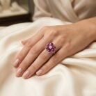 Diana Invisible Setting Ruby Red Floral Ring- Pink-02