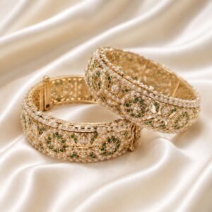 Emerald Royal Jadau Openable Bangles