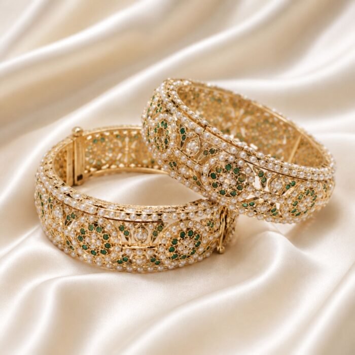 Emerald Royal Jadau Openable Bangles-01