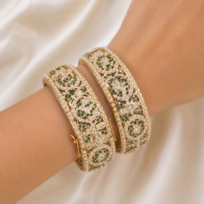 Emerald Royal Jadau Openable Bangles-03