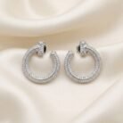 High-End Silver Crystal Hoop Earrings-01