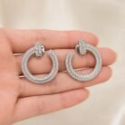 High-End Silver Crystal Hoop Earrings-02
