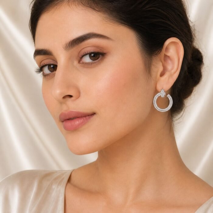 High-End Silver Crystal Hoop Earrings-03