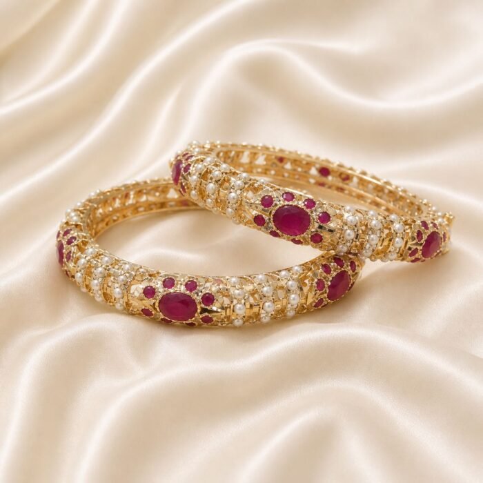 Jadau Ruby Bangles (Set of 2)-01