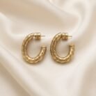 Luxury Gold Textured Hoop Earrings-01