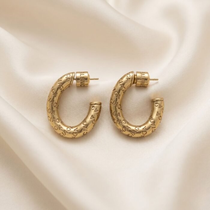 Luxury Gold Textured Hoop Earrings-01