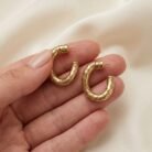 Luxury Gold Textured Hoop Earrings-02