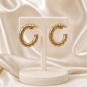 Luxury Gold Textured Hoop Earrings