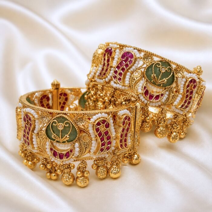 Royal Pota Stone & Pearl Openable Bangles-01