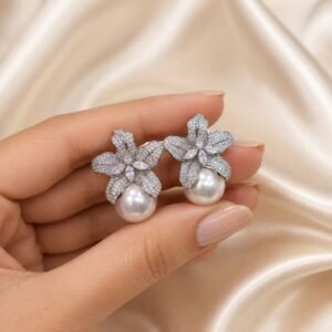 Luxury Cubic Zirconia Pearl Earrings