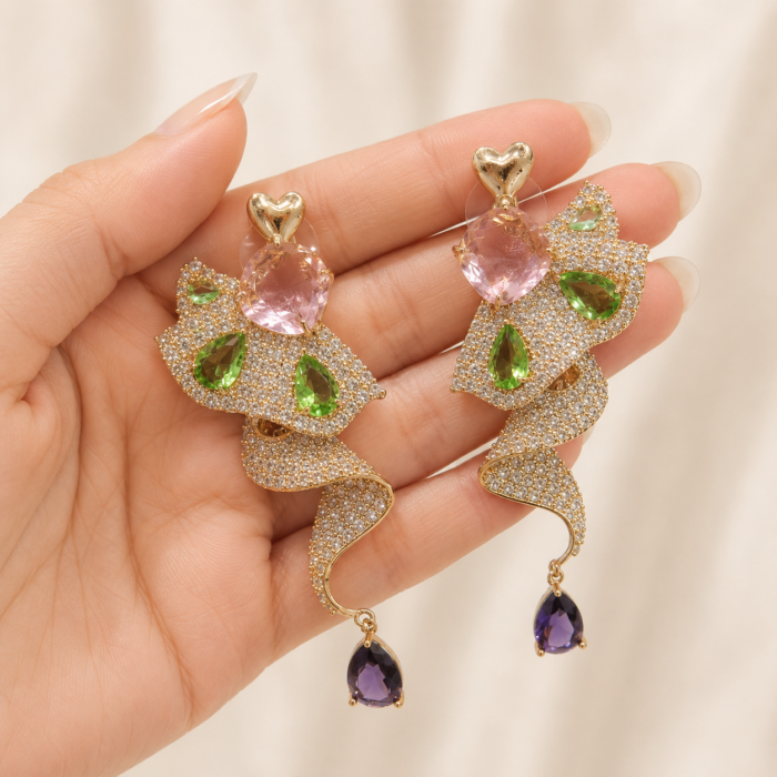 3D zirconia earrings-04