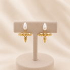 Anti-Tarnish cute pearl star earring.-02