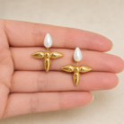 Anti-Tarnish cute pearl star earring.-04
