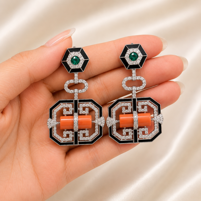 Coral luxury statement earrings-04