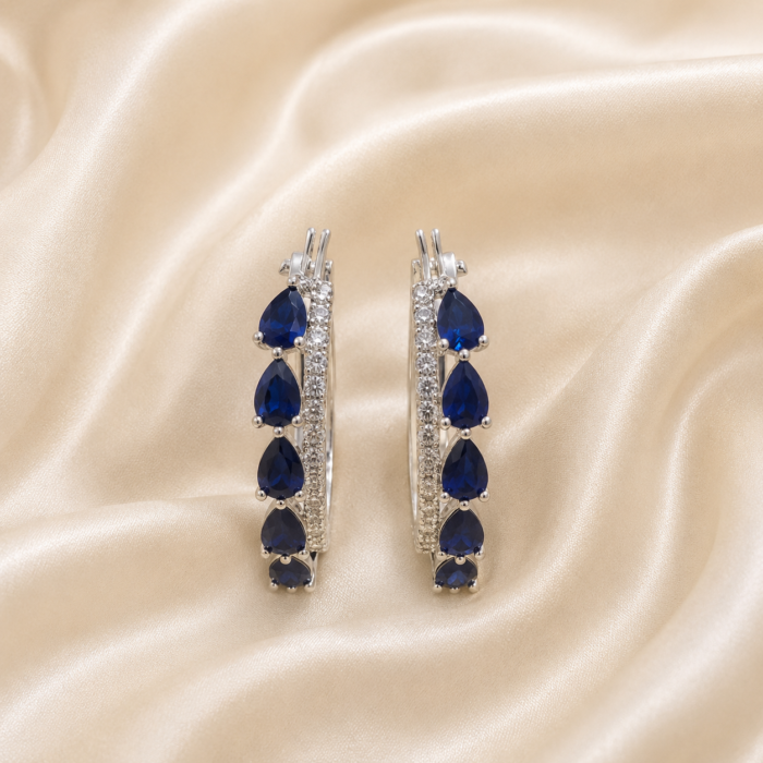Diamond and Blue sapphire blue earrings-01