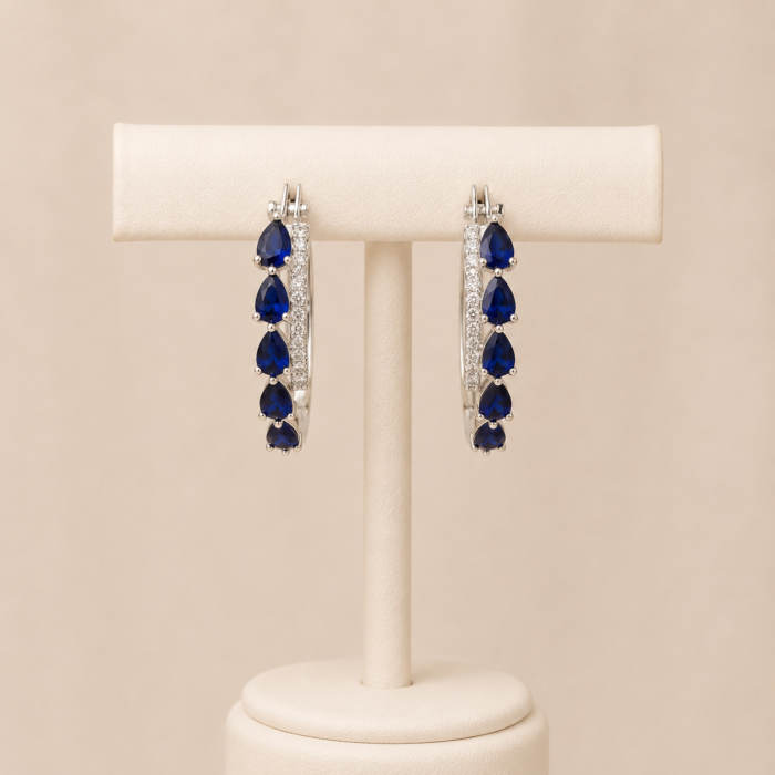 Diamond and Blue sapphire blue earrings-02