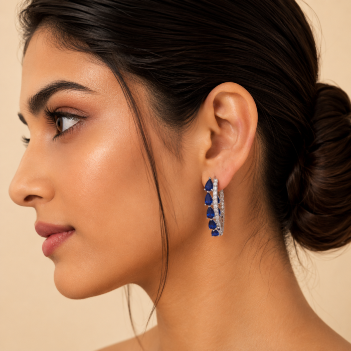 Diamond and Blue sapphire blue earrings-03