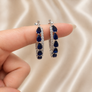 Diamond and Blue Sapphire Blue Earrings