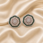 Floral Diamond studs with Green stones01
