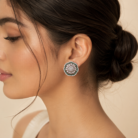 Floral Diamond studs with Green stones02