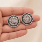 Floral Diamond studs with Green stones03