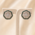 Floral Diamond studs with Green stones04