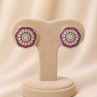 Floral Diamond studs with pink stones03
