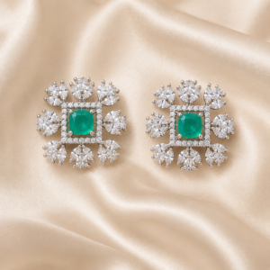 Geometrical 3d floral statement studs
