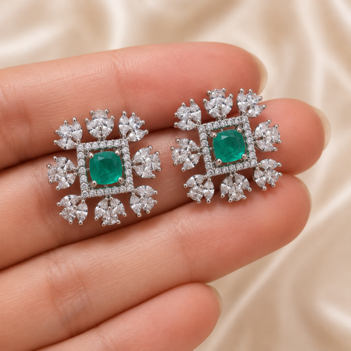 Geometrical 3d floral statement studs02