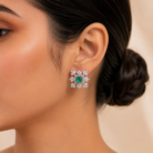 Geometrical 3d floral statement studs03