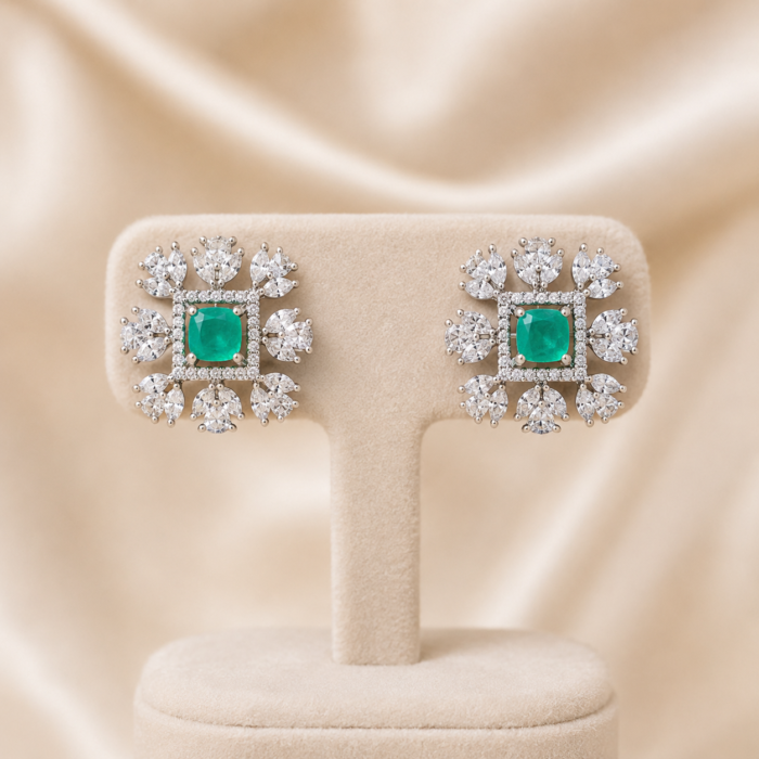 Geometrical 3d floral statement studs04