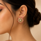 Gold finish Kundan polki oversized studs01