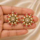 Gold finish Kundan polki oversized studs03