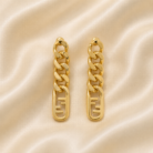 Gold logo shape earrings-01