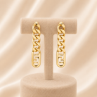 Gold logo shape earrings-03