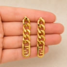 Gold logo shape earrings-04