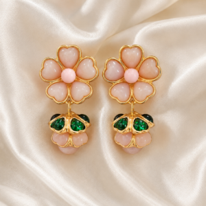 Pink Floral 3D Statement Earrings
