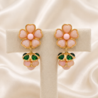 Pink floral 3d statement earrings-02