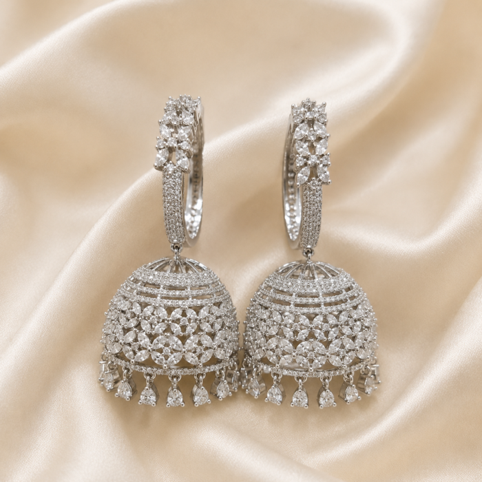 Premium AD siver jhumka-01