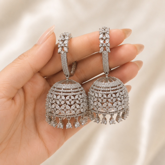 Premium AD siver jhumka-02