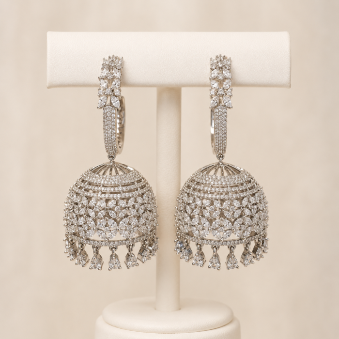 Premium AD siver jhumka-03