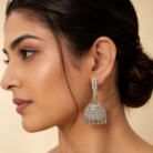 Premium AD siver jhumka-04