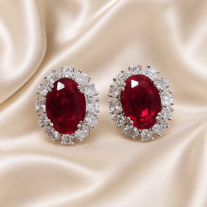 Red ruby and white swarovski  zirconia studs
