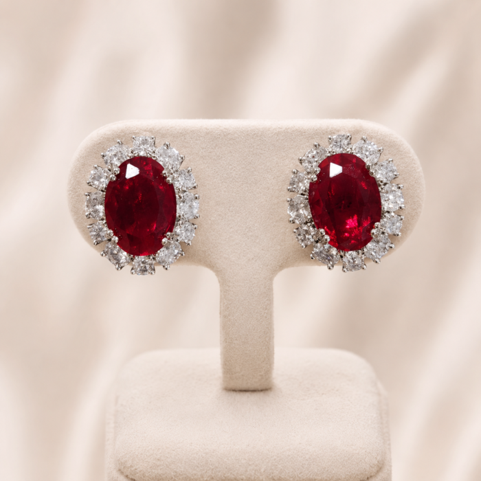 Red ruby and white swarovski zirconia studs04