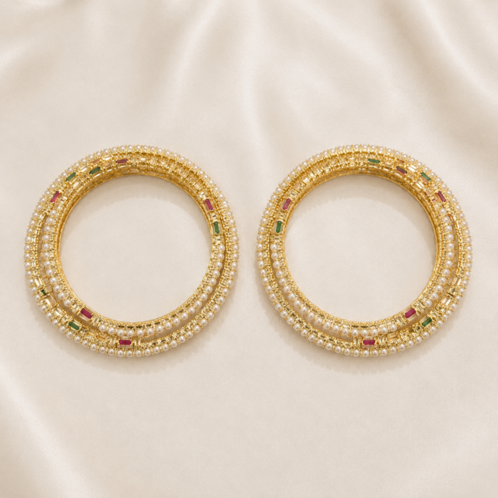 Ruby emerald Pearl bangles -03
