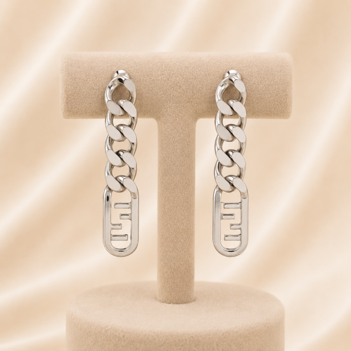Stainless steel logo shape earrings-02