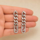Stainless steel logo shape earrings-03