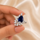 Ultra premium blue sapphire pear stone diamond adjustable ring02