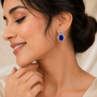 Oval-Cut Tanzanite Gemstone CZ Studs-03